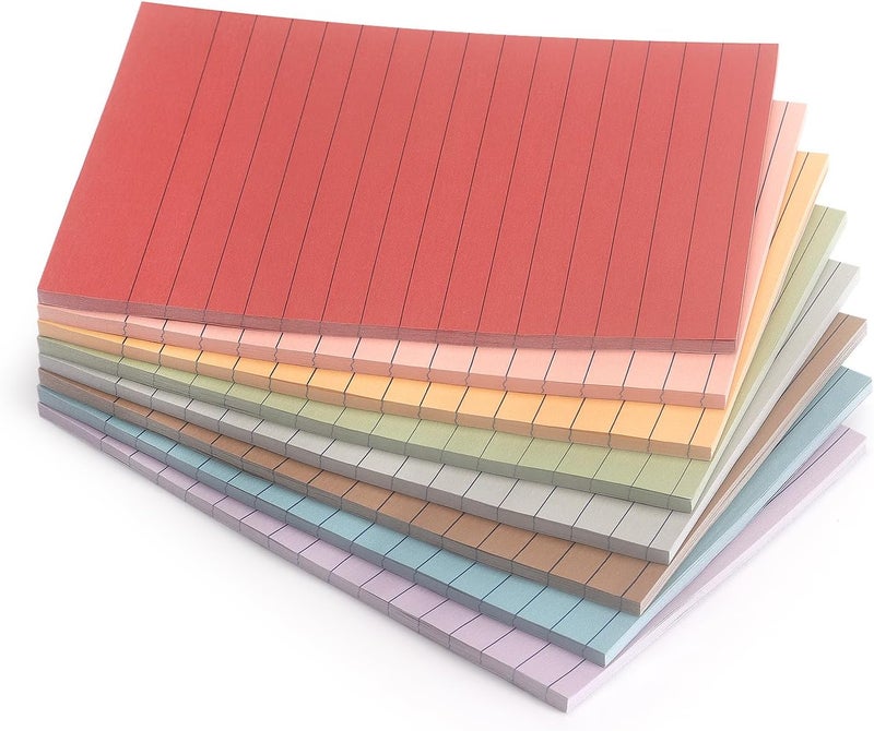 Eastern Wolf 4x6 Inch Lined Sticky Notes, 8 Pack, Vintage Colors, Premium Self-Adhesive Notepads, Large Sticky Pads for Office, School & Home Use, Easy to Use, Reusable & Removable - Image 1